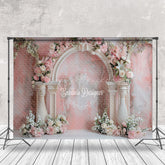 Lofaris Abstract Retro Pink Wall Floral Wedding Backdrop